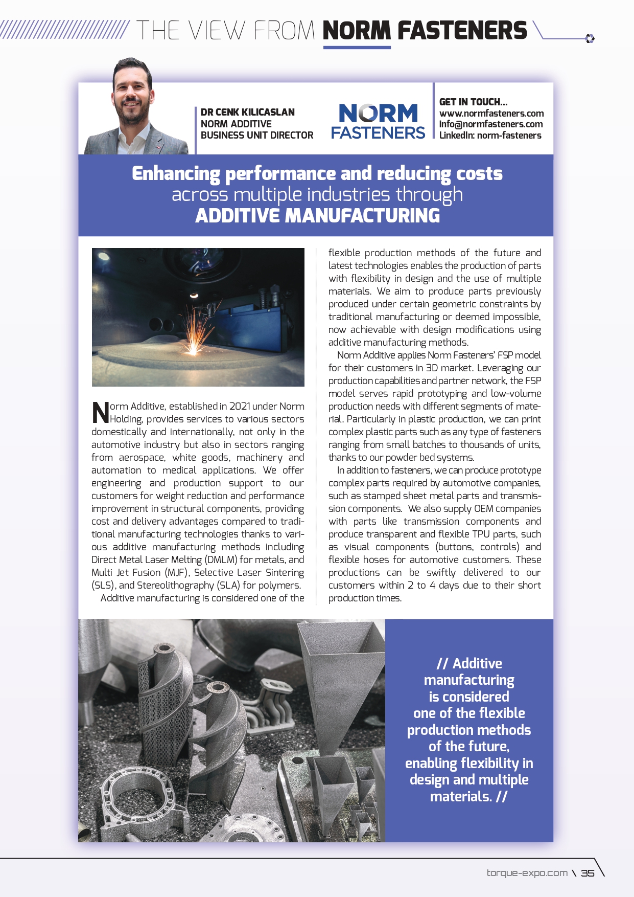 Enhancing performance and reducing costs across multiple industries through ADDITIVE MANUFACTURING