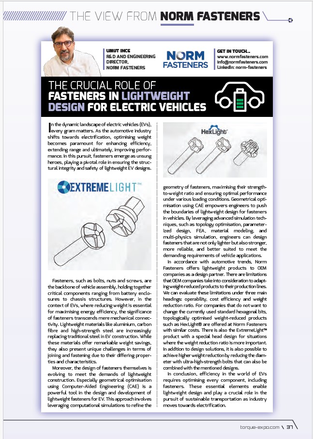 THE CRUCIAL ROLE OF FASTENERS IN LIGHTWEIGHT DESIGN FOR ELECTRIC VEHICLES
